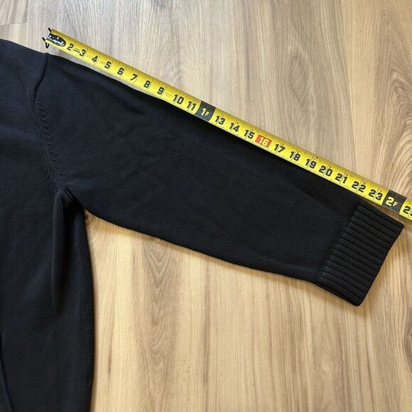 Vtg LL Bean XXL Men's Full Zip Sweater with Pockets Black Heavy Leather Pull EUC - Picture 8 of 9